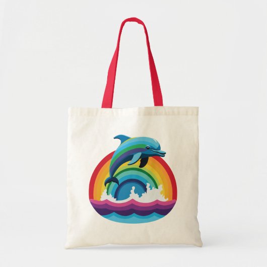 Dolfijn Flippin 'over regenboog Tote Bag (Voorkant)