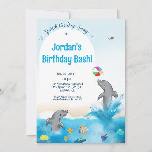 Dolfijn Fun Beach Volleybal Kinder Graphic Kaart (Voorkant)