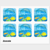 Dolfijn Gele Tang Tropische Vis Vierkante Sticker (Vel)