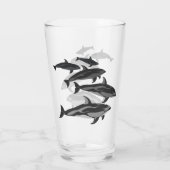 Dolfijn Glas Wit Gekantelde Dolfijn Art Brillen (Achterkant)