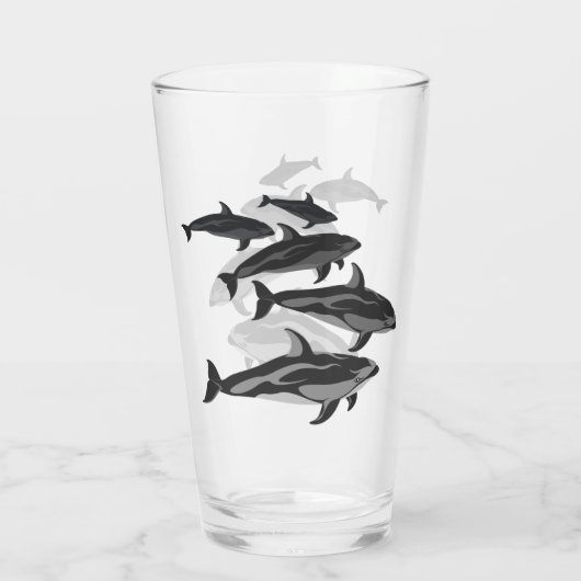 Dolfijn Glas Wit Gekantelde Dolfijn Art Brillen (Achterkant)