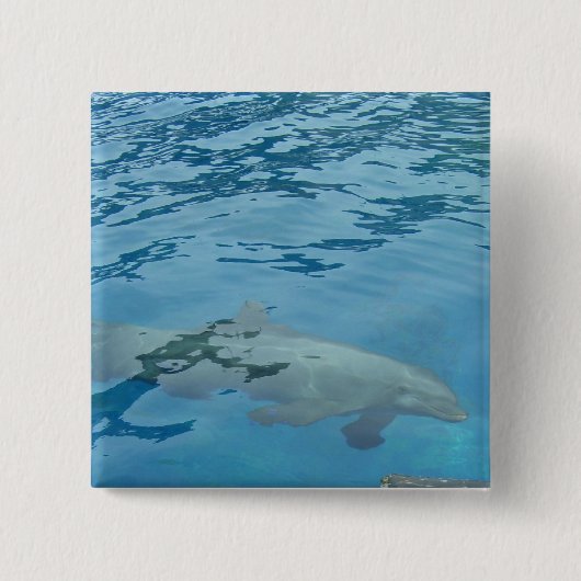 Dolfijn glijdt onder blauwe water vierkante button 5,1 cm (Voorkant)