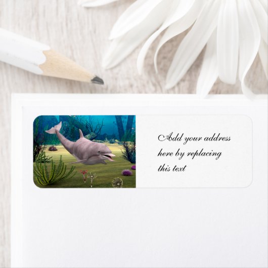 Dolfijn glimlachen etiket (Insitu)