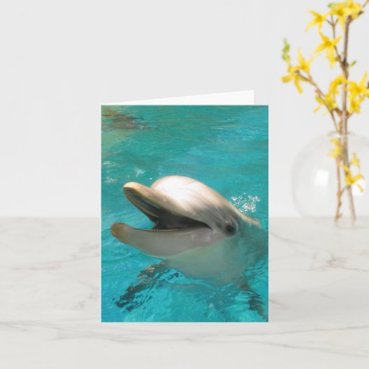 Dolfijn glimlachen kaart (Gele Bloem)