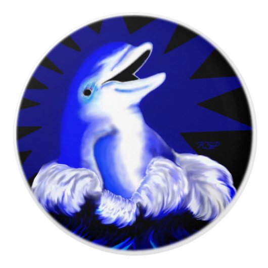 Dolfijn glimlachen keramische knop (Voorkant)