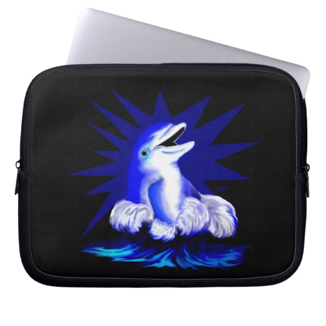 Dolfijn glimlachen laptop sleeve (Voorkant)