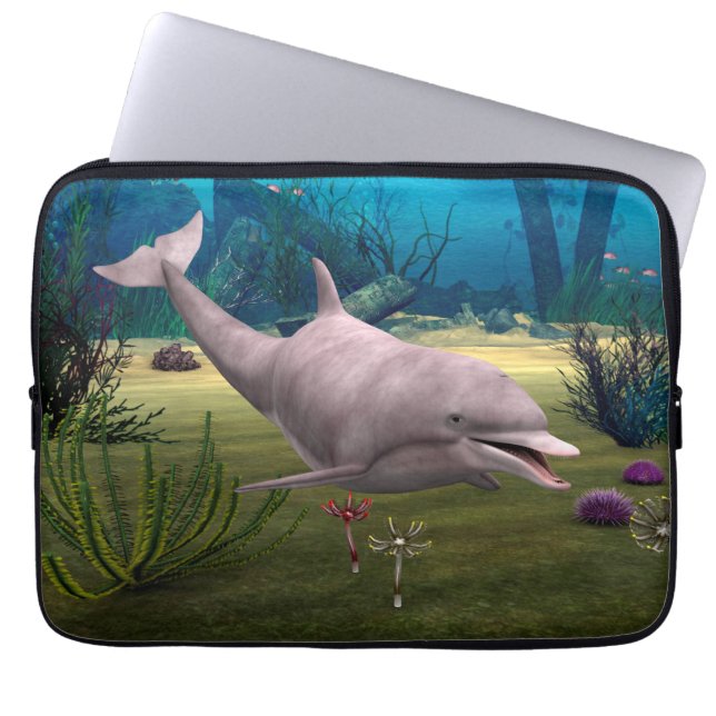 Dolfijn glimlachen laptop sleeve (Voorkant)