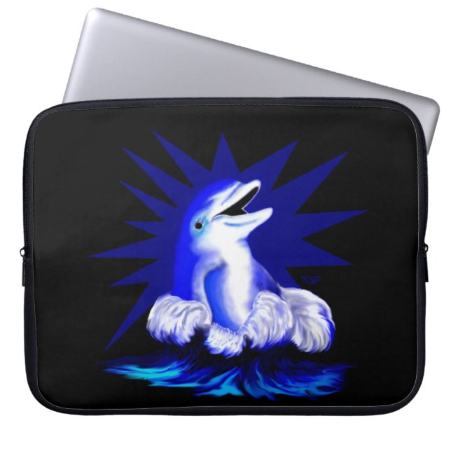 Dolfijn glimlachen laptop sleeve (Voorkant)