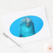 Dolfijn glimlachen ovale sticker (Envelop)