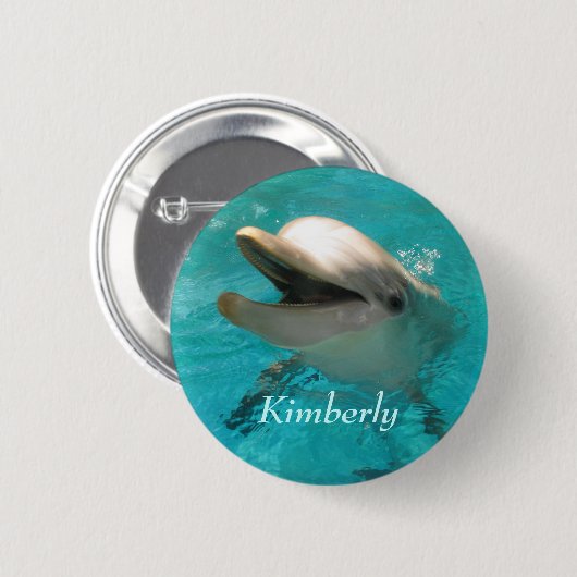 Dolfijn glimlachen ronde button 5,7 cm (Voorkant /achterkant)