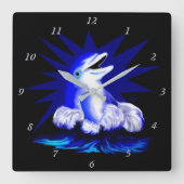 Dolfijn glimlachen vierkante klok (Voorkant)