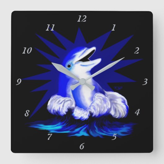 Dolfijn glimlachen vierkante klok (Voorkant)