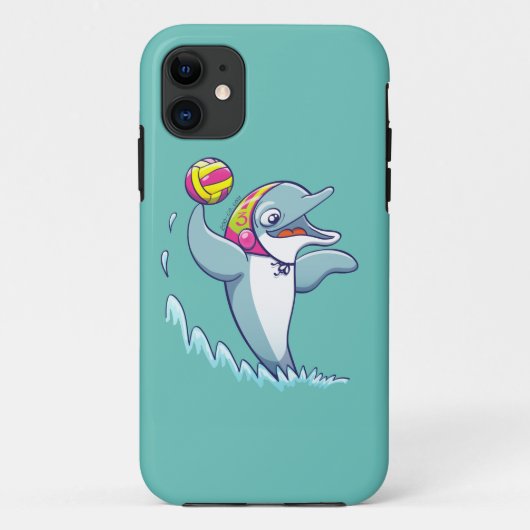 Dolfijn gooit de bal tijdens het waterpoloën Case-Mate iPhone case (Achterkant)