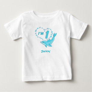 Dolfijn Hart 1e Verjaardag Baby Bodysuit