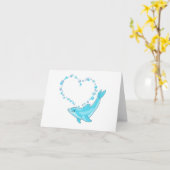 Dolfijn Hart Blanco Kaart (Gele Bloem)