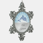 Dolfijn Hawaiaanse Kerst Tin Sneeuwvlok Ornament (Links)
