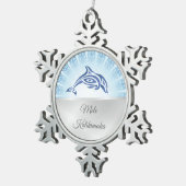 Dolfijn Hawaiaanse Kerst Tin Sneeuwvlok Ornament (Rechts)