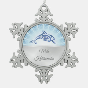 Dolfijn Hawaiaanse Kerst Tin Sneeuwvlok Ornament