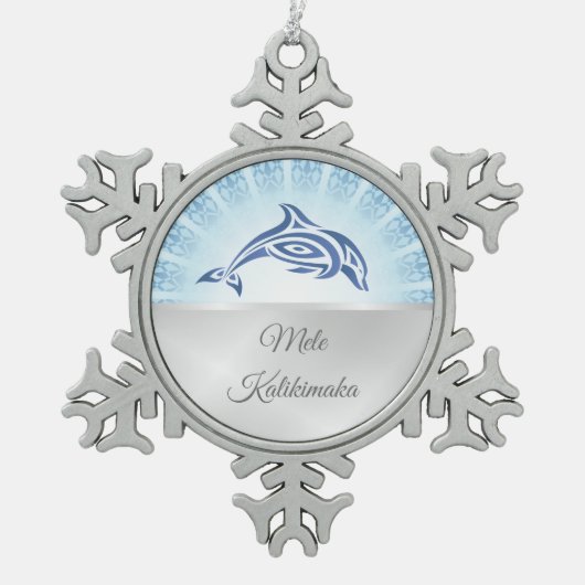 Dolfijn Hawaiaanse Kerst Tin Sneeuwvlok Ornament (Voorkant)
