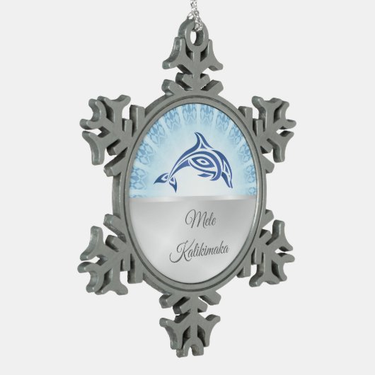 Dolfijn Hawaïaanse Kerstmis Tin Sneeuwvlok Ornament (Links)