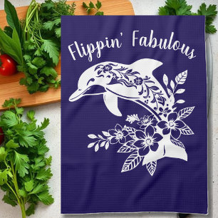 Dolfijn-Hawaiiaanse-visser Core-Blue Theedoek