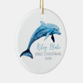Dolfijn Illustratie Baby Eerste Kerstdag Keramisch Ornament (Rechts)