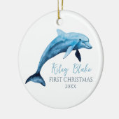 Dolfijn Illustratie Baby Eerste Kerstdag Keramisch Ornament (Links)