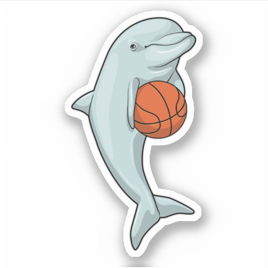 Dolfijn in Basketball Sports Sticker (Voorkant)