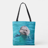 Dolfijn in blauw water personaliseren tote bag (Achterkant)