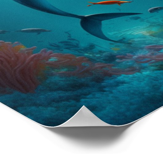 Dolfijn in de oceaan poster (Hoek)