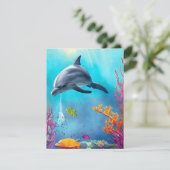 Dolfijn in de Waterverf Feestdagenkaart (Staand voorkant)