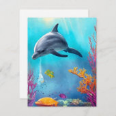 Dolfijn in de Waterverf Feestdagenkaart (Voorkant / Achterkant)