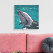 Dolfijn in groen canvas afdruk (Insitu (Woonkamer))