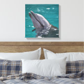 Dolfijn in groen canvas afdruk (Insitu (Slaapkamer))