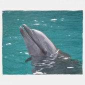 Dolfijn in groen fleece deken (Voorkant (Horizontaal))
