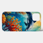 Dolfijn in het Coral Paradise Case-Mate iPhone Case (Achterkant (horizontaal))