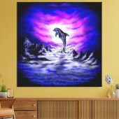 Dolfijn in het maanlicht canvas afdruk (Insitu (Woonkamer))