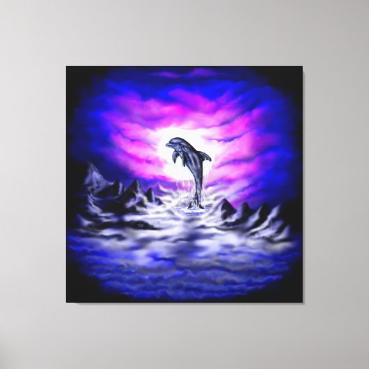 Dolfijn in het maanlicht canvas afdruk (Voorkant)