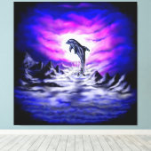 Dolfijn in het maanlicht canvas afdruk (Insitu (Houten vloer))