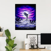 Dolfijn in het maanlicht poster (Thuiskantoor)