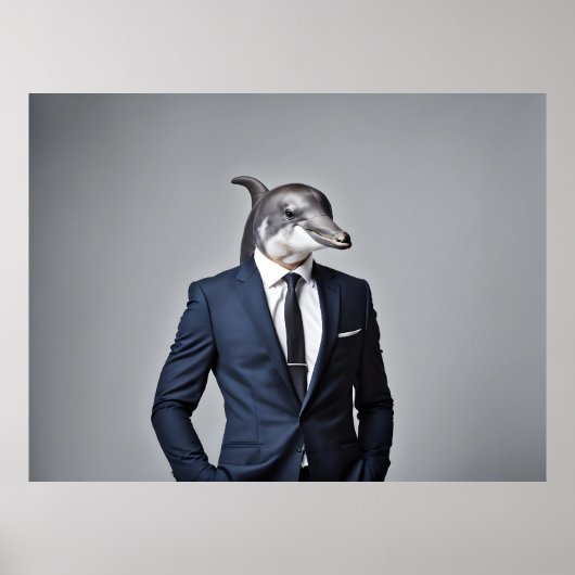 Dolfijn in pak poster (Voorkant)