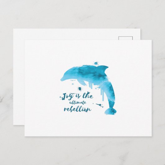 dolfijn in waterkleur briefkaart (Voorkant / Achterkant)