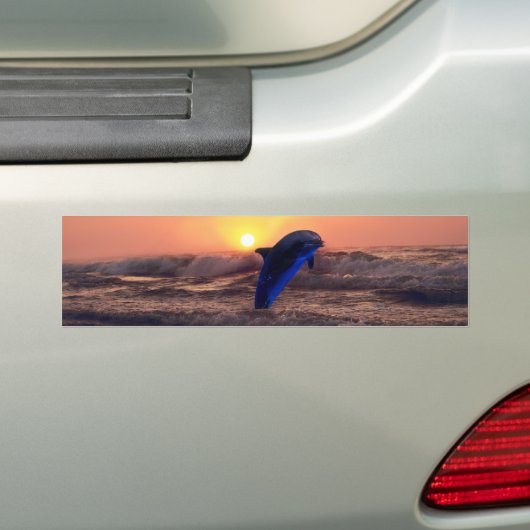 Dolfijn in zonsondergang bumpersticker (Op auto)