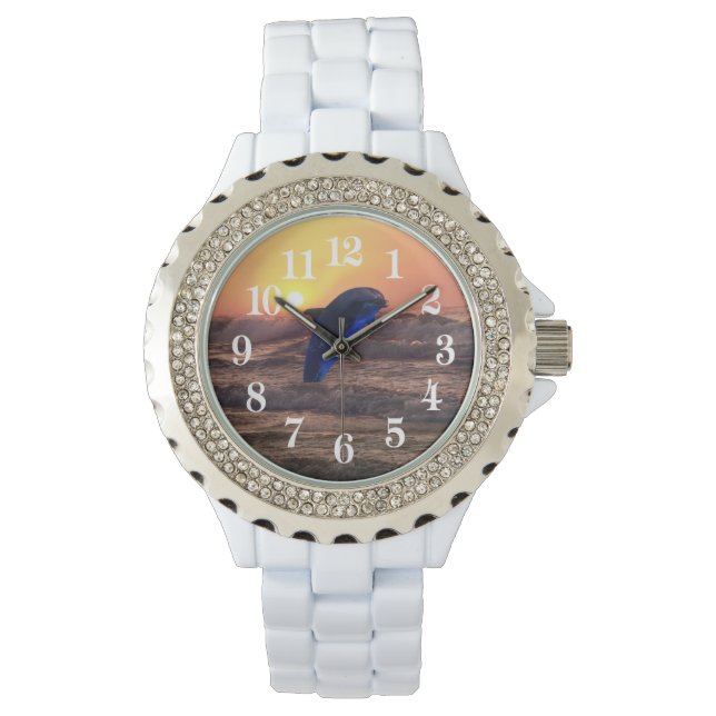 Dolfijn in zonsondergang horloge (Voorkant)