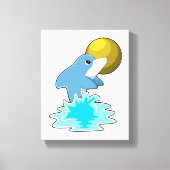 Dolfijn in zwemmen met maan canvas afdruk (Voorkant)