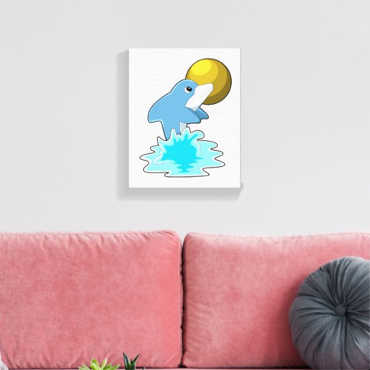 Dolfijn in zwemmen met maan canvas afdruk (Insitu (Woonkamer))