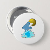 Dolfijn in zwemmen met maan ronde button 7,6 cm (Voorkant /achterkant)