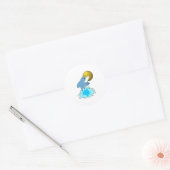 Dolfijn in zwemmen met maan ronde sticker (Envelop)