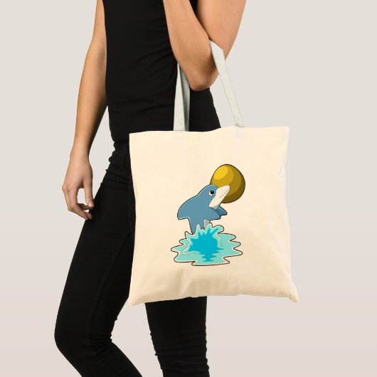 Dolfijn in zwemmen met maan tote bag (Voorkant (product))