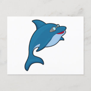 Dolfijn in zwemmen met zwembril briefkaart